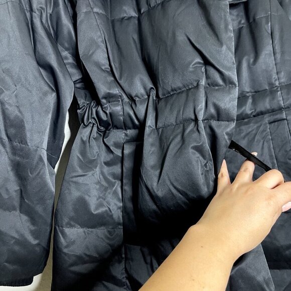 J. Jill Puffer Jacket Large Black Down-Insulated Mid-Length Coat Parka Button - Picture 9 of 14